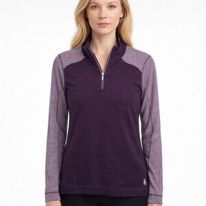 Smartwool Medium M Purple Mist 250 Baselayer 1/4 Zip Long Sleeve Merino Wool Top
